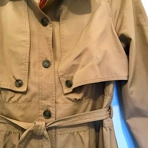 Portrait Juniors Tan Raincoat Trench Coat Lined Size 11